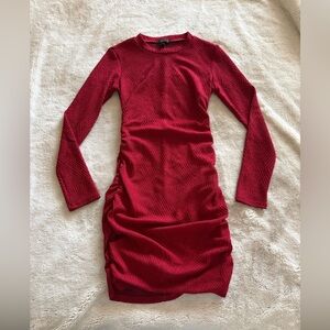 Speechless Vibrant Red ruched Long Sleeve bodycon mini Dress S